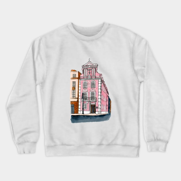 Pink Building Crewneck Sweatshirt by CasValli